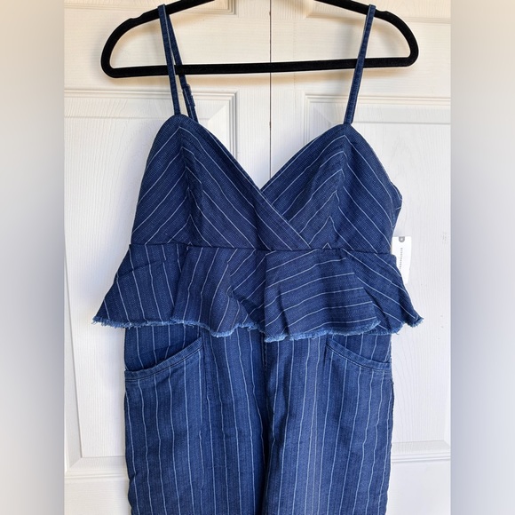 ETT TWA by Anthropologie blue striped denim jumpsuit size medium NWT - Picture 11 of 13